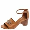 Hermes Tan Leather Viaggio Ankle-Strap Sandals Size 38 For Women