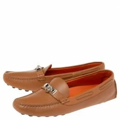 Hermes Hermès Brown Leather Irving Slip On Loafers Size 38 For Women -Deals Hermes Store luxury women hermes used shoes p596449 002