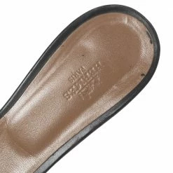 Hermes Black Leather Oasis Block Heel Slide Sandals Size 41 For Women -Deals Hermes Store luxury women hermes used shoes p596611 002