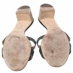 Hermes Black Leather Oasis Block Heel Slide Sandals Size 41 For Women -Deals Hermes Store luxury women hermes used shoes p596611 005