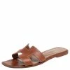 Hermes Brown Leather Oran Sandals Size 40 For Women -Deals Hermes Store luxury women hermes used shoes p597008 004