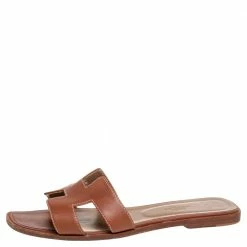 Hermes Brown Leather Oran Sandals Size 40 For Women -Deals Hermes Store luxury women hermes used shoes p597008 005