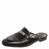 Hermes Black Leather Palladium Plated Oz Mule Sandals Size 38 For Women -Deals Hermes Store luxury women hermes used shoes p598211 001