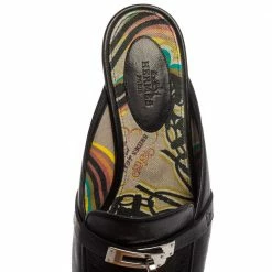 Hermes Black Leather Palladium Plated Oz Mule Sandals Size 38 For Women -Deals Hermes Store luxury women hermes used shoes p598211 003