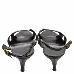 Hermes Black Patent Leather Night Sandals Size 38 For Women -Deals Hermes Store luxury women hermes used shoes p598314 005