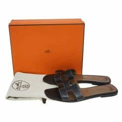 Hermes Black Leather Oran Sandals Size 41 For Women -Deals Hermes Store luxury women hermes used shoes p598739 001