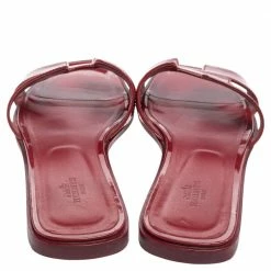 Hermes Burgundy Patent Leather Oran Sandals Size 41 For Women -Deals Hermes Store luxury women hermes used shoes p598877 005