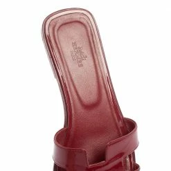 Hermes Burgundy Patent Leather Oran Sandals Size 41 For Women -Deals Hermes Store luxury women hermes used shoes p598877 008
