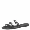 Hermes Black Rubber Chaine D'Ancre Rivage Slide Sandals Size 39 For Women