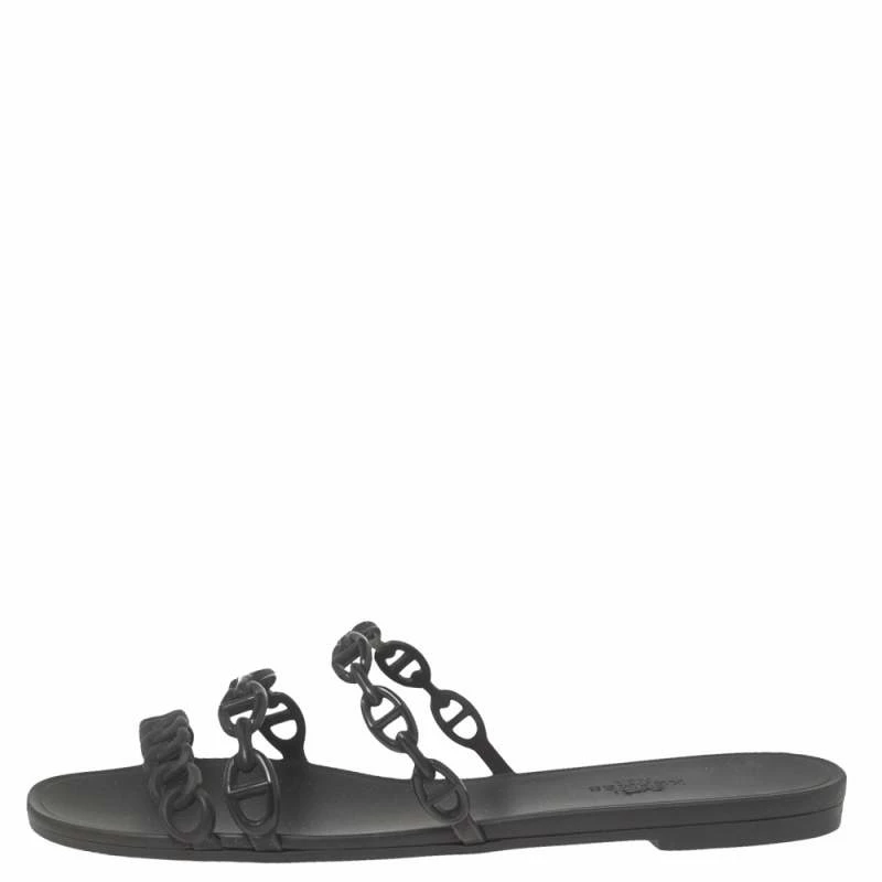 Hermes Black Rubber Chaine D'Ancre Rivage Slide Sandals Size 39 For Women 4 Hermes Black Rubber Chaine D'Ancre Rivage Slide Sandals Size 39 For Women - Image 2