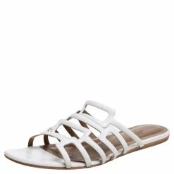 Hermes Hermès Leather Olympe Flat Slides Size 38.5 For Women