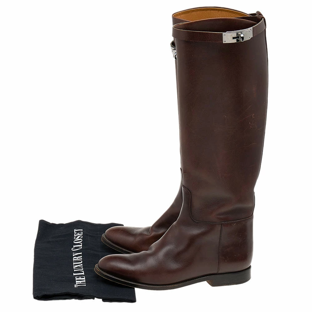 Hermes Brown Leather Kelly Knee Length Boots Size 38 For Women 11 Hermes Brown Leather Kelly Knee Length Boots Size 38 For Women - Image 9
