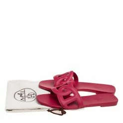 Hermes Hermès Pink Rubber Aloha Flat Sandals Size 37 For Women -Deals Hermes Store luxury women hermes used shoes p601791 001