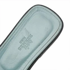 Hermes Sea Green Patent Leather Oran Flat Sandals Size 38 For Women -Deals Hermes Store luxury women hermes used shoes p602947 003