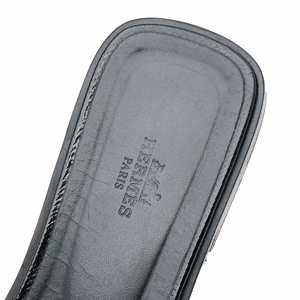 Hermes Black Patent Leather Oran Flat Sandals Size 41 For Women 9 Hermes Black Patent Leather Oran Flat Sandals Size 41 For Women - Image 7