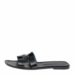 Hermes Black Patent Leather Oran Flat Sandals Size 41 For Women 12 Hermes Black Patent Leather Oran Flat Sandals Size 41 For Women -Deals Hermes Store luxury women hermes used shoes p604051 007
