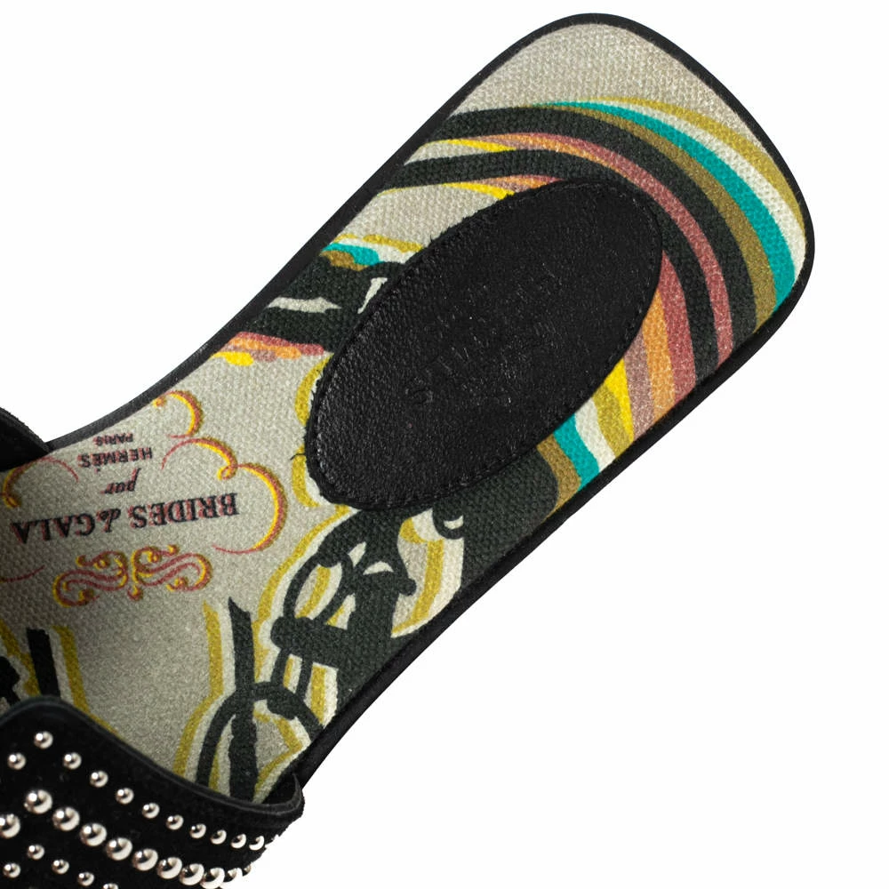 Hermes Black Studded Suede Oran Flat Slides Size 36 For Women 9 Hermes Black Studded Suede Oran Flat Slides Size 36 For Women - Image 7