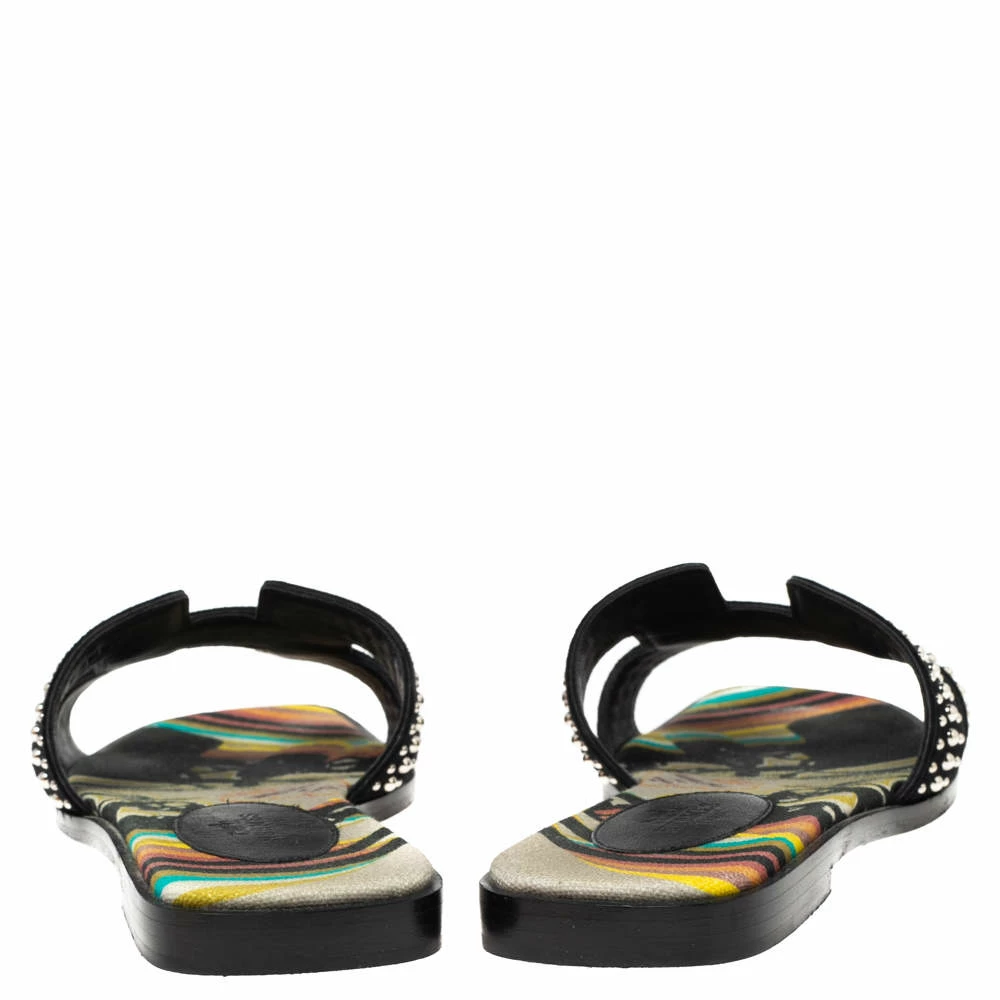 Hermes Black Studded Suede Oran Flat Slides Size 36 For Women 7 Hermes Black Studded Suede Oran Flat Slides Size 36 For Women - Image 5