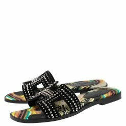Hermes Black Studded Suede Oran Flat Slides Size 36 For Women 14 Hermes Black Studded Suede Oran Flat Slides Size 36 For Women -Deals Hermes Store luxury women hermes used shoes p604054 009