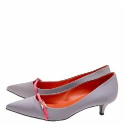Hermes Grey Satin Lauren Pumps Size 37 For Women -Deals Hermes Store luxury women hermes used shoes p605102 002
