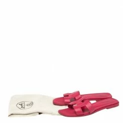 Hermes Pink Leather Oran Sandals Size 38 For Women -Deals Hermes Store luxury women hermes used shoes p605103 007