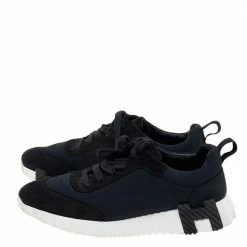 Hermes Black/Navy Blue Suede And Neoprene Bouncing Sneakers Size 38 For Women -Deals Hermes Store luxury women hermes used shoes p605811 003