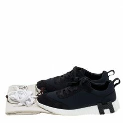 Hermes Black/Navy Blue Suede And Neoprene Bouncing Sneakers Size 38 For Women -Deals Hermes Store luxury women hermes used shoes p605811 004