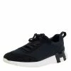 Hermes Black/Navy Blue Suede And Neoprene Bouncing Sneakers Size 38 For Women