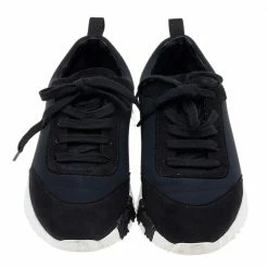 Hermes Black/Navy Blue Suede And Neoprene Bouncing Sneakers Size 38 For Women -Deals Hermes Store luxury women hermes used shoes p605811 008