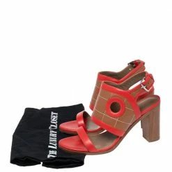 Hermes Red/Brown Leather Slingback Sandals Size 38 For Women -Deals Hermes Store luxury women hermes used shoes p606507 006