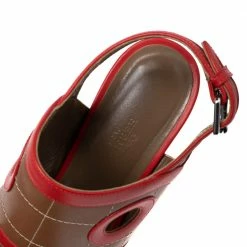 Hermes Red/Brown Leather Slingback Sandals Size 38 For Women -Deals Hermes Store luxury women hermes used shoes p606507 007
