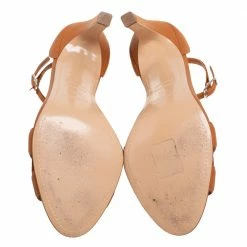 Hermes Brown Leather Premiere Ankle Strap Sandals Size 37.5 For Women -Deals Hermes Store luxury women hermes used shoes p606939 008