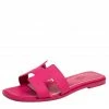 Hermes Pink Leather Oran Flat Slides Size 38 For Women