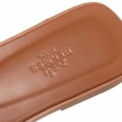 Hermes Brown Ostrich Leather Oran Flat Slides Size 37.5 For Women -Deals Hermes Store luxury women hermes used shoes p607044 005