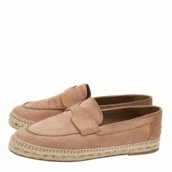 Hermes Pale Pink Suede Trip Espadrille Flats Size 39 For Women -Deals Hermes Store luxury women hermes used shoes p607950 002