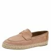 Hermes Pale Pink Suede Trip Espadrille Flats Size 39 For Women