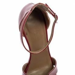 Hermes Hermès Burgundy Patent Leather Legend Ankle-Strap Sandals Size 39 For Women -Deals Hermes Store luxury women hermes used shoes p609792 004