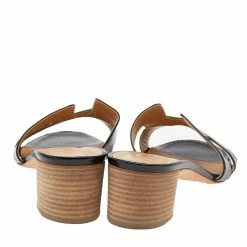 Hermes Hermès Black Leather Oasis Slide Sandals Size 39.5 For Women -Deals Hermes Store luxury women hermes used shoes p610143 003