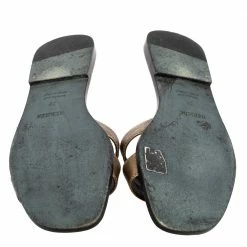 Hermes Gold Leather Oran Flat Sandals Size 38 For Women -Deals Hermes Store luxury women hermes used shoes p610160 003