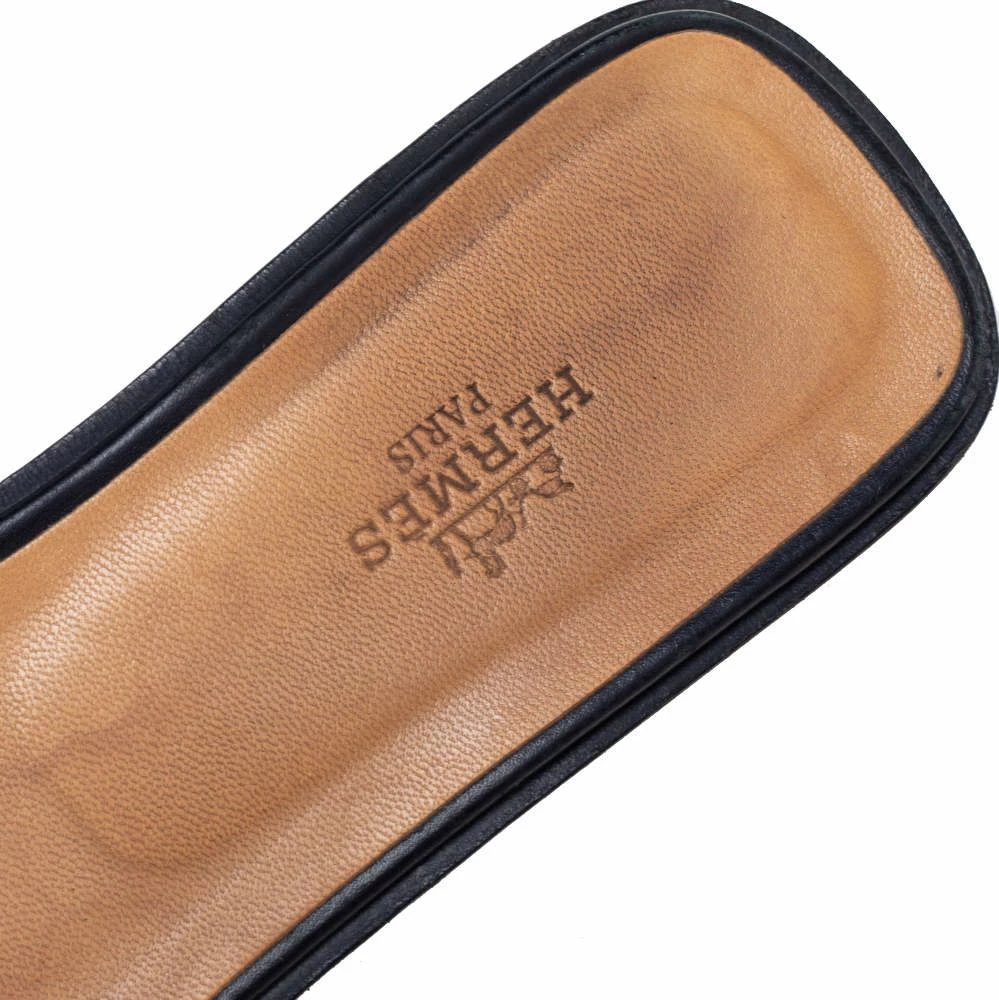 Hermes Black Leather Oran Sandals Size 38.5 For Women 9 Hermes Black Leather Oran Sandals Size 38.5 For Women - Image 7