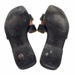 Hermes Black Leather Oran Sandals Size 38.5 For Women 16 Hermes Black Leather Oran Sandals Size 38.5 For Women -Deals Hermes Store luxury women hermes used shoes p610666 008