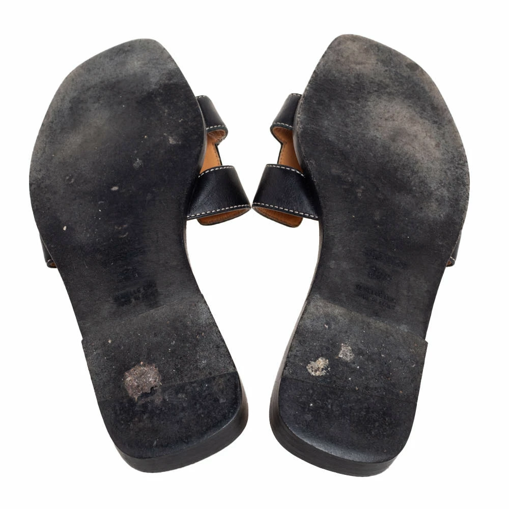 Hermes Black Leather Oran Sandals Size 38.5 For Women 8 Hermes Black Leather Oran Sandals Size 38.5 For Women - Image 6