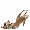 Hermes Hermès Beige/Brown Python Leather Night Slingback Sandals Size 39 For Women -Deals Hermes Store luxury women hermes used shoes p611442 001