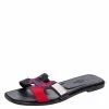 Hermes Multicolor Canvas Oran Sandals Size 36.5 For Women -Deals Hermes Store luxury women hermes used shoes p611602 001