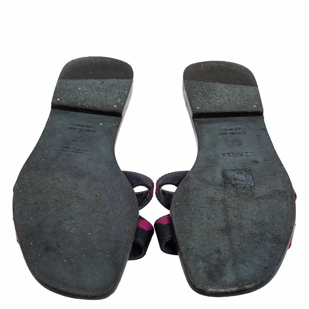 Hermes Multicolor Canvas Oran Sandals Size 36.5 For Women 8 Hermes Multicolor Canvas Oran Sandals Size 36.5 For Women - Image 6