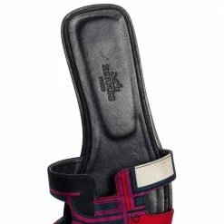 Hermes Multicolor Canvas Oran Sandals Size 36.5 For Women 17 Hermes Multicolor Canvas Oran Sandals Size 36.5 For Women -Deals Hermes Store luxury women hermes used shoes p611602 004