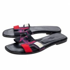 Hermes Multicolor Canvas Oran Sandals Size 36.5 For Women 14 Hermes Multicolor Canvas Oran Sandals Size 36.5 For Women -Deals Hermes Store luxury women hermes used shoes p611602 006