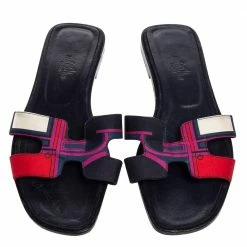 Hermes Multicolor Canvas Oran Sandals Size 36.5 For Women 13 Hermes Multicolor Canvas Oran Sandals Size 36.5 For Women -Deals Hermes Store luxury women hermes used shoes p611602 008