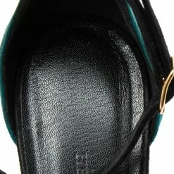 Hermes Teal/Black Suede Premiere Ankle-Strap Sandals Size 38.5 For Women -Deals Hermes Store luxury women hermes used shoes p612505 007