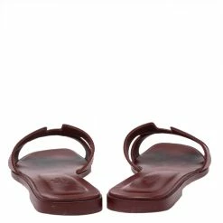 Hermes Burgundy Leather Oran Sandals Size 38 For Women -Deals Hermes Store luxury women hermes used shoes p612842 003